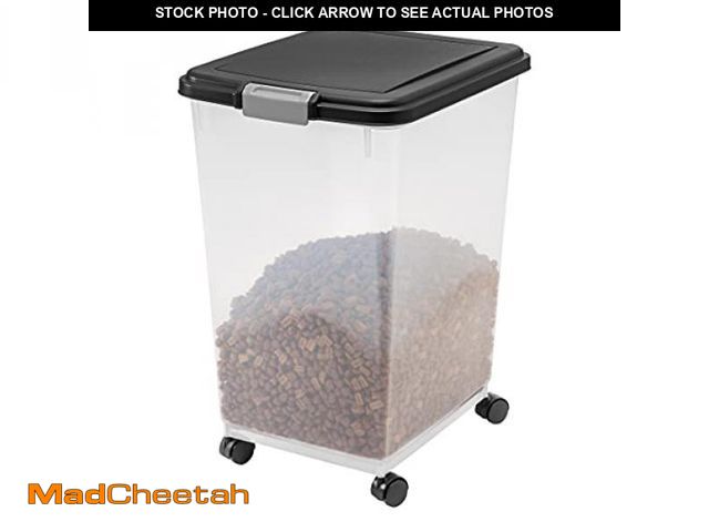 Lot 74-12137027 - IRIS USA Dog Food Storage Container, Up to 54 Pounds, Attachable Wheels, For Dog Cat Bird and Other ...
