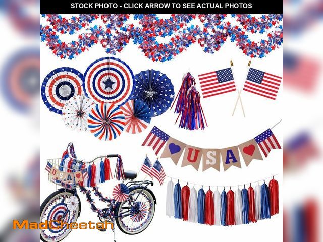 Lot 74-14377294 - 4th of July Bike &amp; Golf Cart Decorations Kit | Patriotic Parade Decor Set for Kids | Independenc...