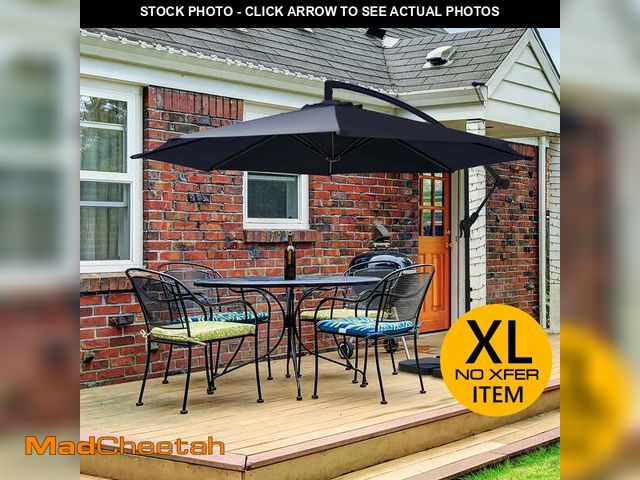 Lot 74-12679322 - JUSTLET 10ft Heavy Duty Patio Hanging Offset Cantilever Patio Umbrella W/ Base Included, Navy Blue -...