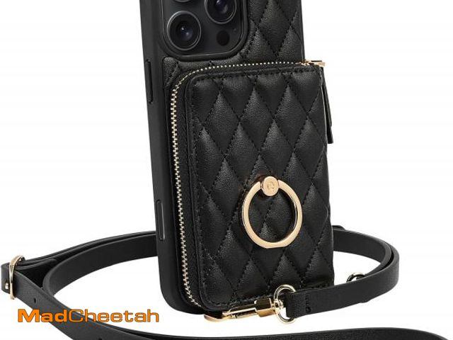 Lot 74-12184446 - ZVE for iPhone 16 Pro Max Wallet Case for Women, Crossbody Case with Wrist Strap Protective Leather ...