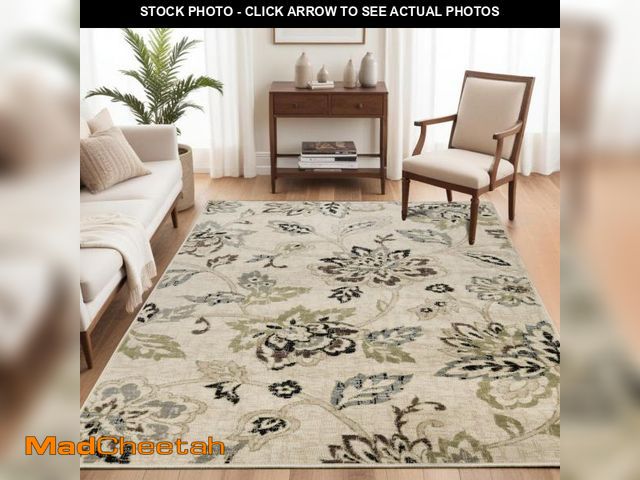 Lot 74-12493971 - Superior Indoor Area Rug, Jute Backing, Plush Floral Rugs for Entryway, Living Room, Kitchen Floors,...