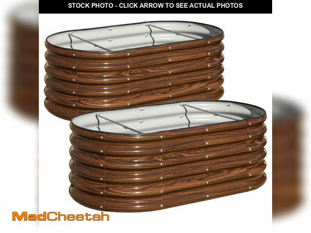 Lot 74-13819032 - SnugNiture 2-Pack 4x2x1.5 FT Extra-Deep Raised Garden Bed, Galvanized Metal Planter Box for Vegetabl...