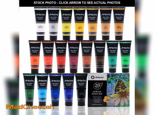 Lot 74-12698313 - Artecho Professional Acrylic Paint Set, 20 Primary Colors (120ml / 4.05oz) Tubes, Art Craft Paints f...