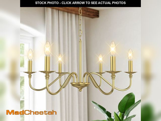 Lot 74-14271168 - Phaosio Rustic Farmhouse Candle Chandelier for Dining Room, 6-Light Rustic Black Iron Light Fixture ...