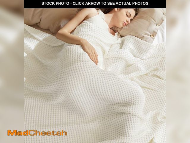 Lot 74-14145138 - Bedsure 100% Cotton Twin XL Blanket for Spring Summer, Soft Waffle Weave Bed Blanket, Thin Lightweig...