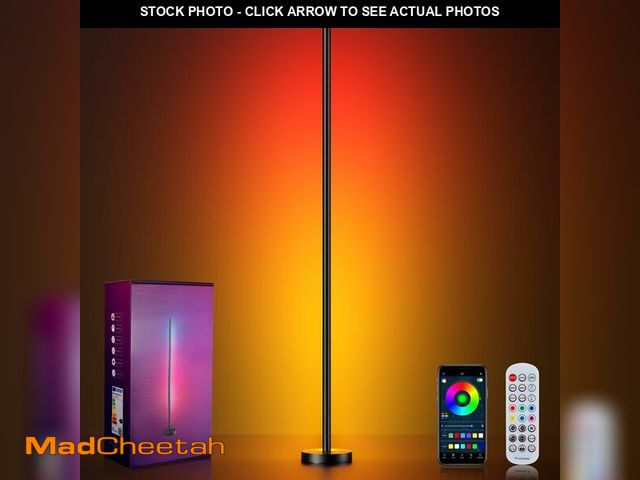 Lot 74-14430018 - OIYN Smart RGBICW LED Corner Floor Lamp - 16 Million DIY Colors, 68+ Scenes, Music Sync, App &amp; R...