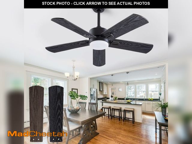 Lot 74-13964668 - QUTWOB 42" Ceiling Fan with Light and Remote,Farmhouse 5 Blades Quiet Reversible DC Motor Ceiling Fa...