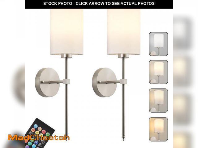 Lot 74-11547013 - Battery Operated Wall Sconces Set of Two,Wireless Rechargeable Wall Light With Remote Control, Dimma...