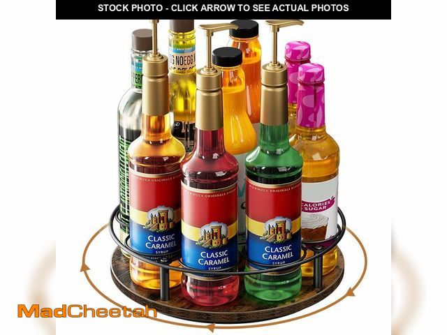 Lot 74-14270662 - Nuovoware 9 Bottles Rotating Coffee Syrup Rack, Coffee Syrup Rack Organizer Carbon Steel Frame with ...