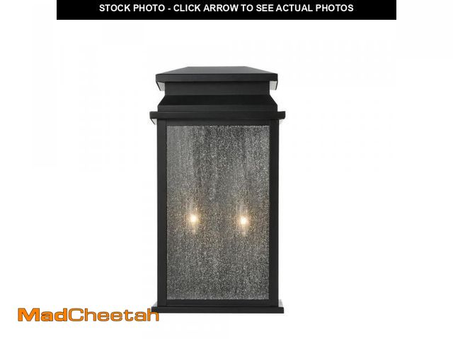 Lot 74-12492053 - Home Decorators Collection Sirrine 17.25 in. 2-Light Black Outdoor Wall Light Fixture Sconce with Cl...