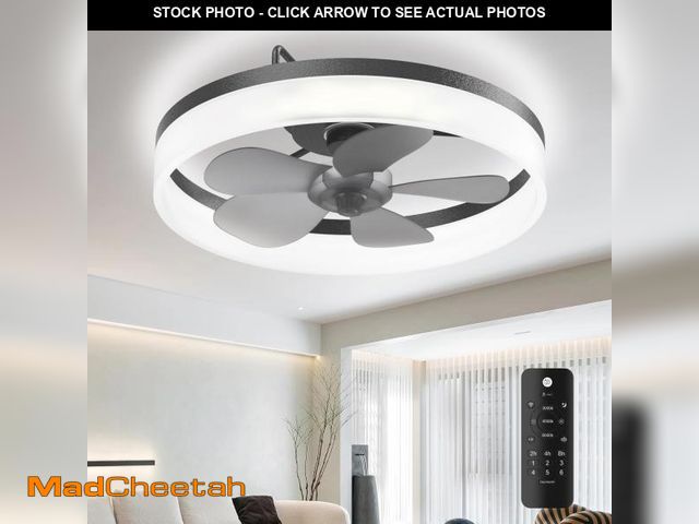 Lot 74-12508655 - MOTCTQVD Ceiling Fans with Lights, 19.7'' Flush Mount Ceiling Fan with Lights and Remote, 3000K-6000...