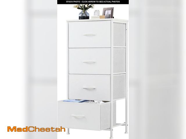 Lot 74-12396593 - DUMOS Nightstand with 4 Drawers Bedside Table with Removable Fabric Bins Sturdy Steel Frame Wood Top...