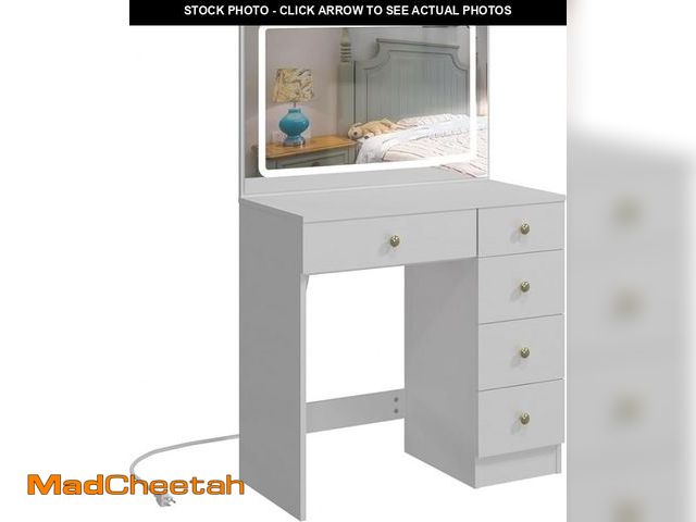 Lot 74-12160134 - Makeup Vanity with Large Lighted Mirror, Vanity Desk with 5 Drawers Vanity Set with Power Outlet 3 C...