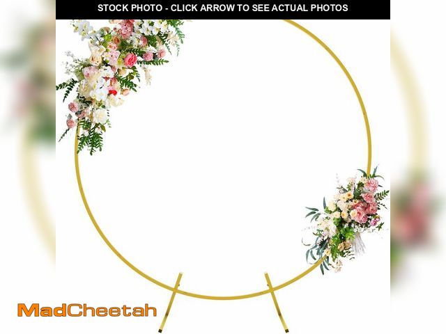 Lot 74-12609165 - Wokceer Round Backdrop Stand 5FT Circle Balloon Arch Frame Circle Backdrop Stand Gold Round Arch for...