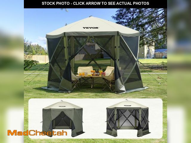 Lot 74-12289782 - VEVOR Pop Up Gazebo Screen Tent 6 Sided Canopy Sun Shelter with 6 Removable Privacy Wind Cloths &amp...