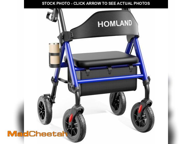 Lot 74-13801401 - HOMLAND Walkers for Seniors with Seat, Foldable Rollator Walker, Reinforced Aluminum Frame, 8" Big R...