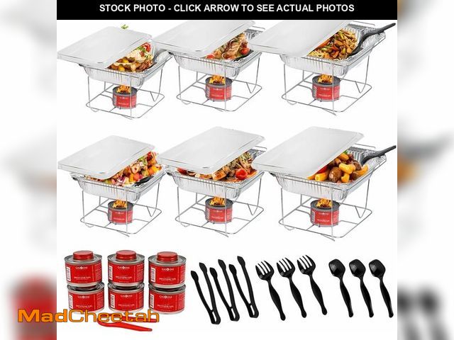 Lot 74-14144420 - Alpha Living 6 Pack - Disposable Chafing Dish Buffet Set, Half Size Pans, Welded Body Food Warmers f...