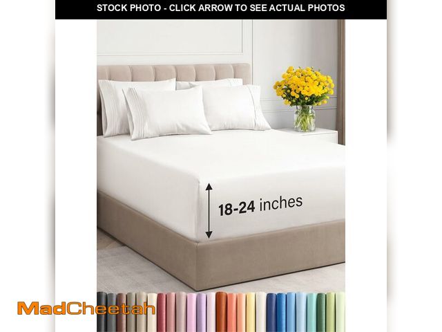 Lot 74-13714506 - Extra Deep King Sheet Set - 6 Piece Breathable and Cooling Sheets - Hotel Luxury Bedding for Women, ...