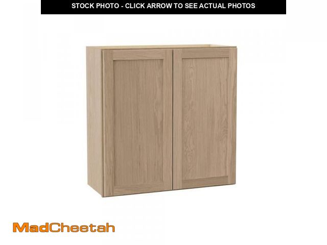 Lot 74-12359745 - Hampton Bay Sinclair 30 in. W x 12 in. D x 30 in. H Assembled Wall Cabinet in Shaker Light Oak - UNU...