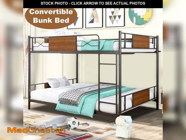 Lot 74-12562221 - Full Over Full Bunk Beds, UHOMEPRO Industrial Metal Bunk Beds for Kids, Low Bunk Beds Full Over Full...