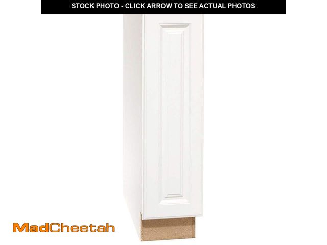 Lot 74-12683263 - Hampton Bay Hampton 9 in. W x 24 in. D x 34.5 in. H Assembled Base Cabinet in Satin White - UNUSED