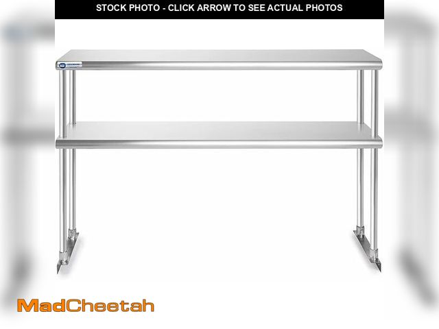 Lot 74-12660243 - GRIDMANN NSF Stainless Steel Commercial Kitchen Prep &amp; Work Table Plus A 2 Tier Shelf - 48 in. x...