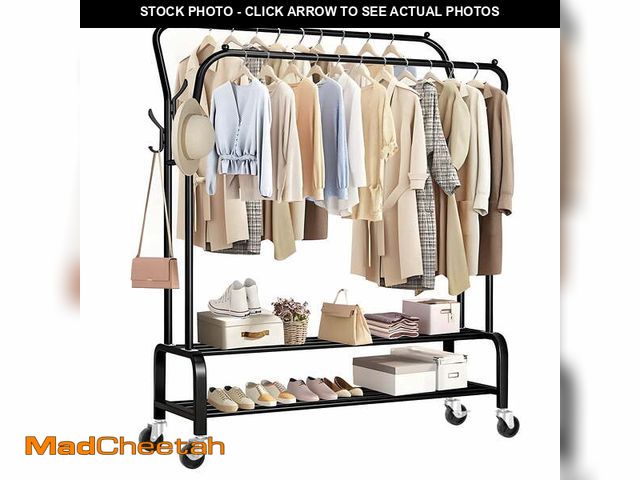 Lot 74-14587713 - UNTIMATY Heavy Duty Clothes Rack for Hanging Clothes, Metal Rolling Garment Clothing Racks with Whee...