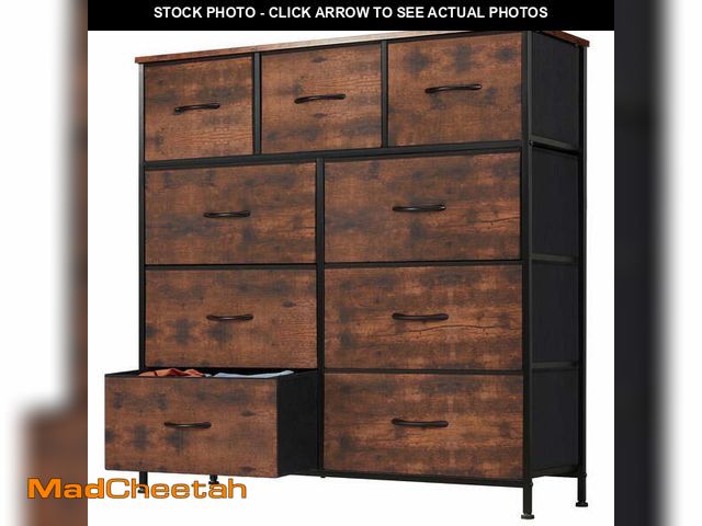 Lot 74-12779163 - (MISSING HARDWARE) EDX 9 Drawer Dresser, Wide Chest of Drawers Nightstand Storage Tower Storage Fabr...