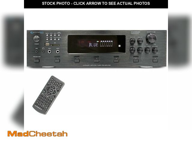 Lot 74-14307603 - (MISSING REMOTE) Technical Pro 6000 Watts 6 Zone Digital Bluetooth Hybrid Amplifier Preamp Tuner w/S...