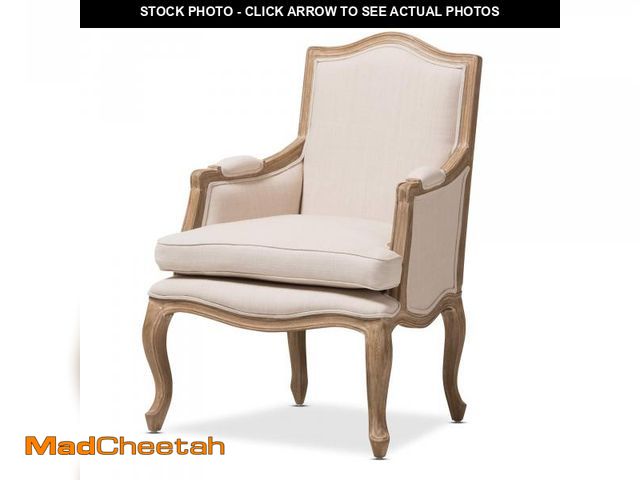 Lot 74-12538351 - Baxton Studio Nivernais Wood Traditional French Accent Chair, Large, Brown - UNUSED