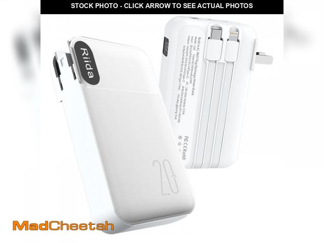 Lot 74-12051600 - Portable Charger 20000mah with Built in Cables and AC Wall Plug, 22.5W Fast Charging Power Bank with...