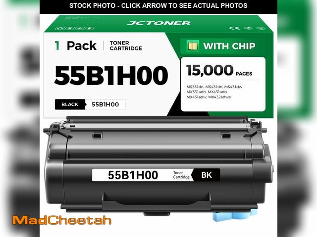 Lot 74-12968723 - 55B1H00 Toner Cartridge Black High Yield with Chip 15,000 Page-Yield Replacement for Lexmark MS331dn...