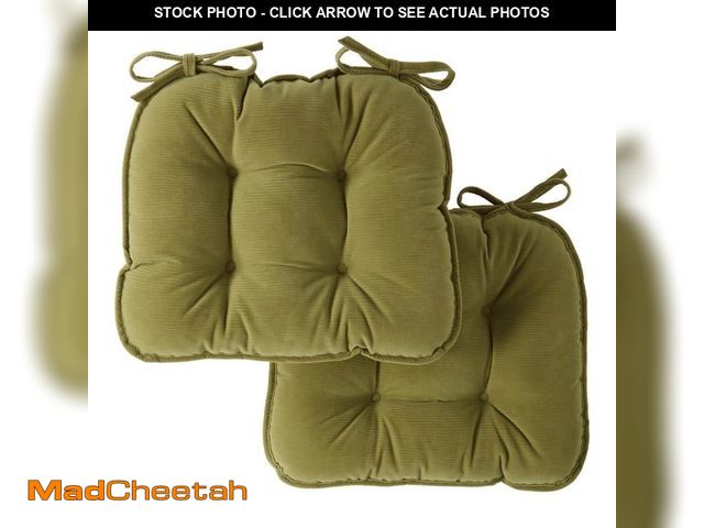 Lot 74-13910249 - Greendale Home Fashions Omaha Olive Corduroy Reversible Chair Pad (Set of 2) - UNUSED