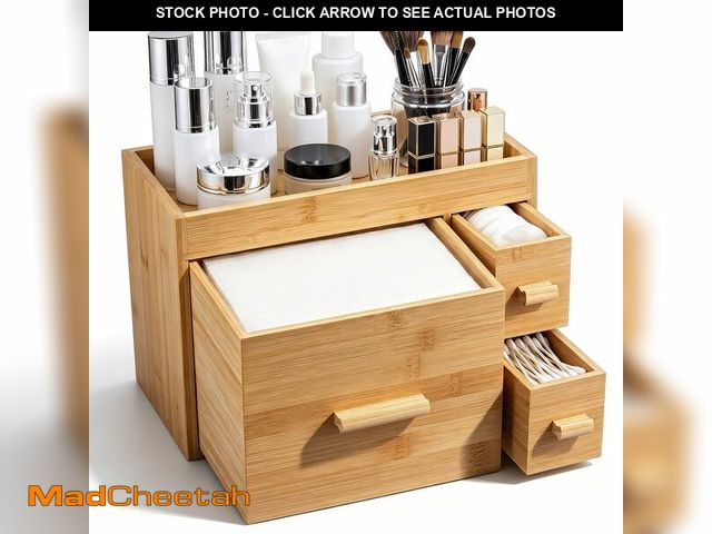 Lot 74-14273535 - Unittype Disposable Face Towel Holder with 3 Drawers, Bamboo Towels XL Holder, Multifunctional Cotto...