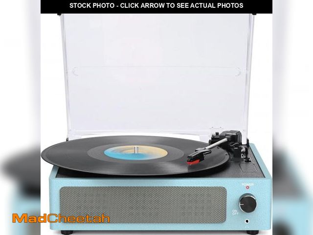 Lot 74-11910819 - *SEE DETAILS* WOCKODER Vinyl Record Player with Speakers New Sleek Sky Blue Turntable Wireless Recei...
