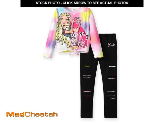 Lot 74-12778903 - Barbie Girls Tie Knot Long Sleeves Tee with Ripped Skinny Pants 2 pieces Outfit Set Gift Sizes 5-12 ...