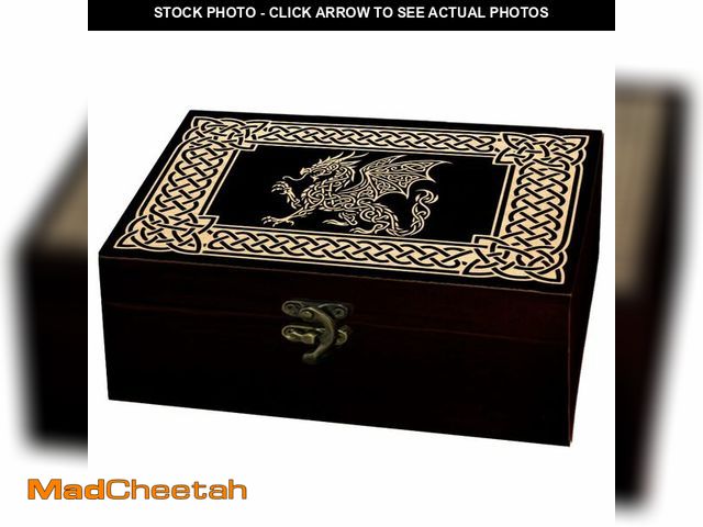Lot 74-14056782 - arricraft 1 Pc Wooden Keepsake Storage Box, Rope Knot Flying Dragon Pattern Rectangle Pine Tarot Car...