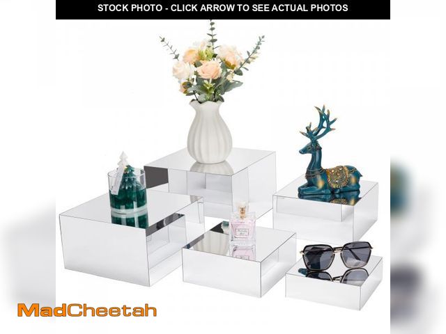 Lot 74-11551919 - Jolboldy Acrylic Risers for Display 5 Pcs, Food Risers for Party Silver Acrylic Risers Display Stand...