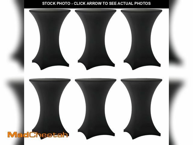 Lot 74-14210736 - Lemict Cocktail Table Covers - 6 Pack 32x43 Inch Table Cloth - Black Fitted Stretch Spandex Round Hi...