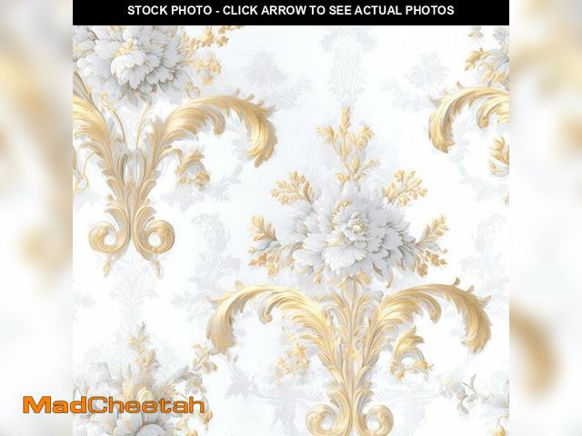 Lot 74-14271699 - REDAMANCY White Golden Yellow Damask Vintage Peel and Stick Wallpaper Stick on Contact Paper Vintage...