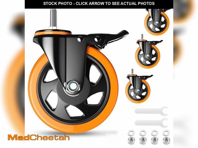 Lot 74-13957292 - 5 Inch Caster Wheels, Threaded Stem Casters Set of 4 Heavy Duty, Swivel Casters 1/2"-13 x 1 (Screw D...