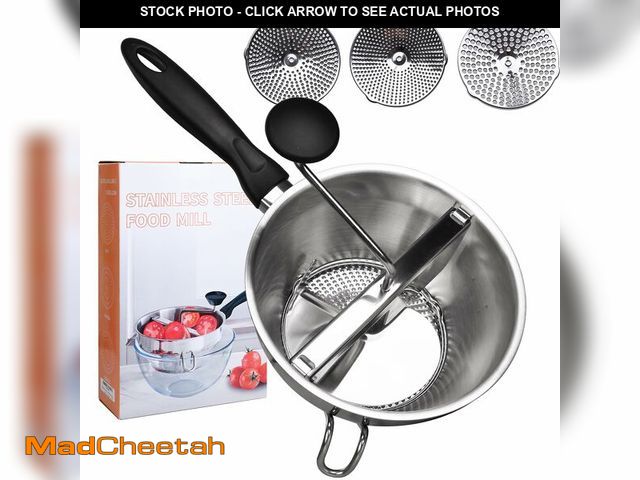 Lot 74-14153210 - Stainless Steel Ergonomic Food Mill with 3 Grinding Discs, Compralo Rotary Food Mill for Tomato Appl...