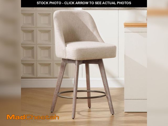 Lot 74-11971744 - ONE KISLOT Counter Height Barstools 26 inch Upholstered Swivel Bar Stools with Back and Wood Legs fo...