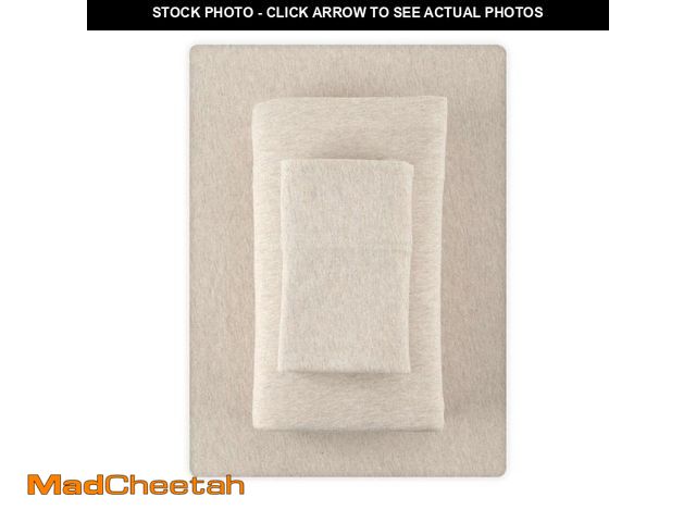 Lot 74-12528581 - Mainstays Cotton Rich Extra Soft Jersey Bed Sheet Set, King, Oatmeal Heather, 4 Pieces - UNUSED