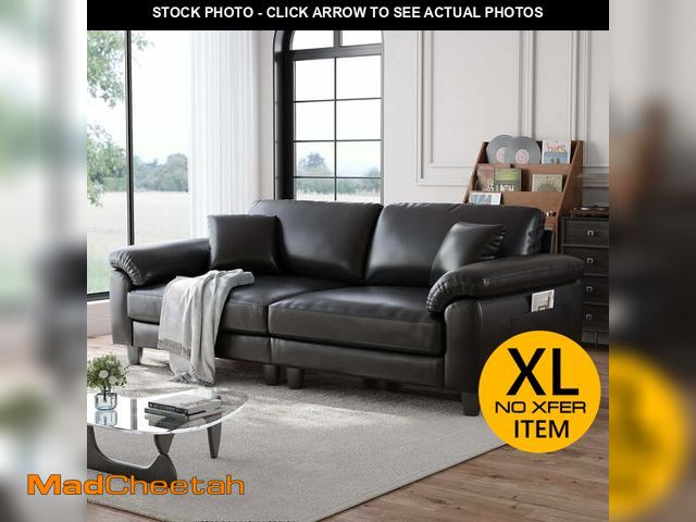 Lot 74-13097533 - 83" Couch Premium PU Leather Sofa, Comfy Deep Seat 3 Seater Couch for Living Room, Oversized Lovesea...