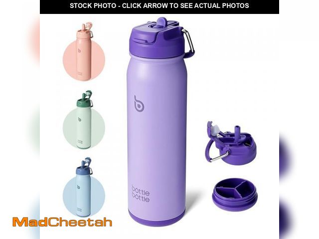 Lot 74-12433884 - BOTTLE BOTTLE 24 oz sports water bottle stainless steel insulated water bottle with straw and pills ...