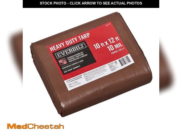 Lot 74-12681804 - Everbilt 10 ft. x 12 ft. Brown and Silver Heavy Duty Tarp - USED