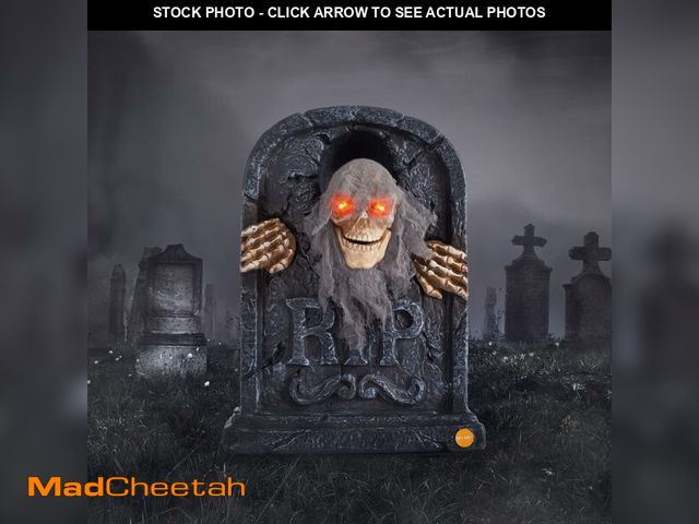 Lot 74-12712582 - Halloween Animatronic Zombie Tombstone Animated Skeleton Decorations - Sensor Activated with Creepy ...