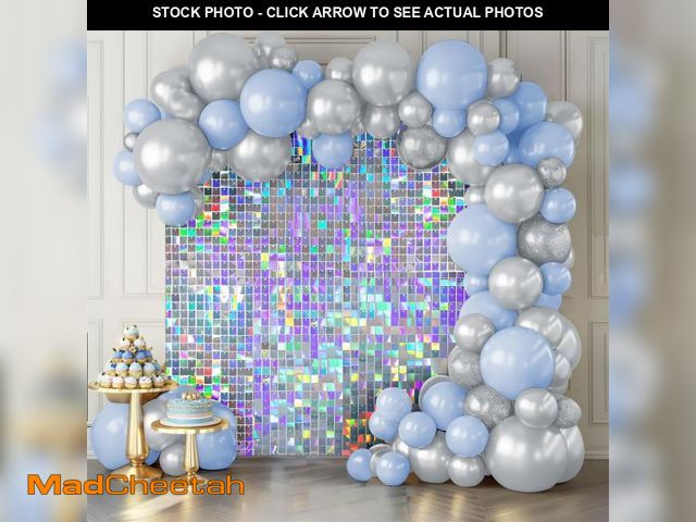 Lot 74-12442195 - Shimmer Wall Backdrop Iridescent Silver Wall Panels 12Pcs Square Sequin Shimmer Wall Backdrop Decora...