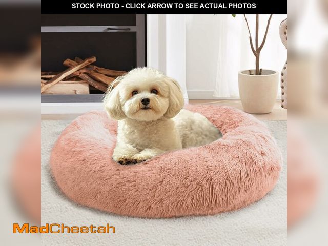 Lot 74-13564026 - JOLLYVOGUE Calming Dog Bed Medium Size Dog, Anti-Anxiety Donut Medium Pet Bed, 31 inches Fluffy Faux...